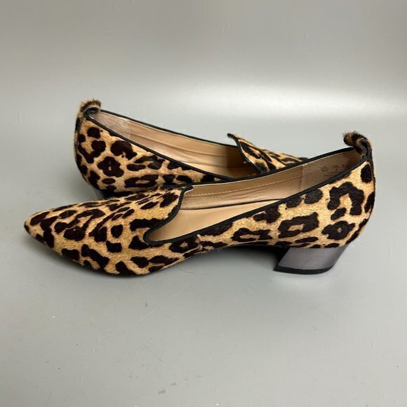 Franco Sarto shoes women 6M Vianna Cow Fur metallic block heel leopard pointy - Picture 4 of 9